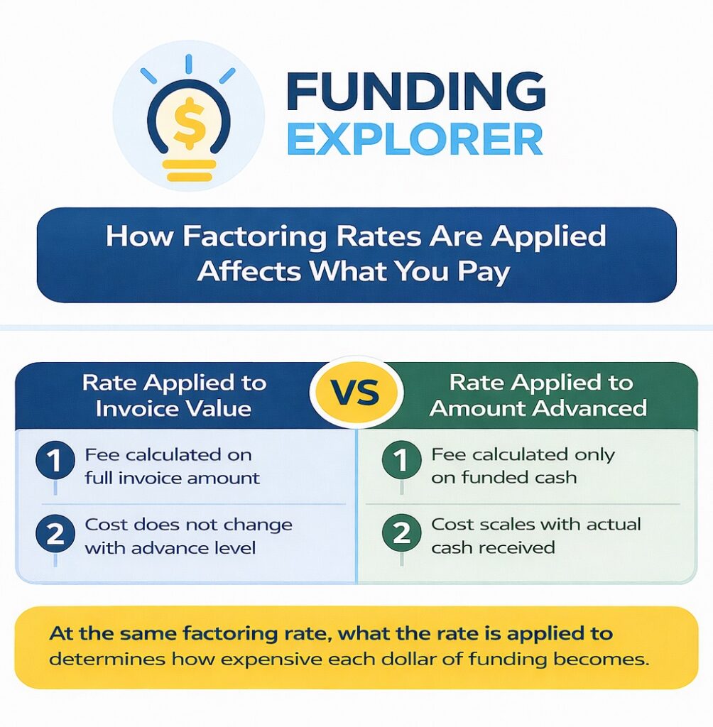 Factoring rate on advances vs on invoice value