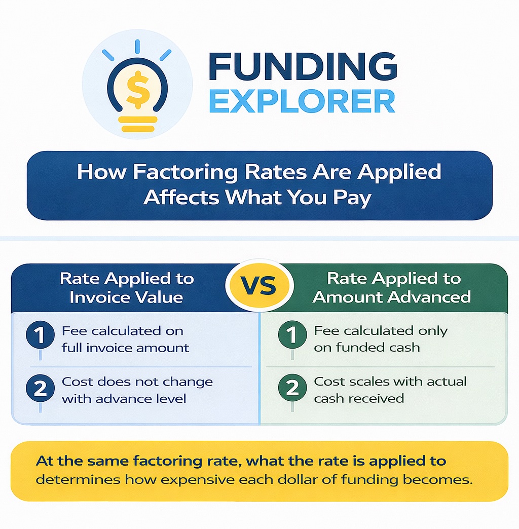 Factoring rate on advances vs on invoice value