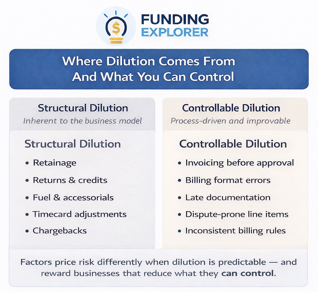structural vs controllable dilution in factoring